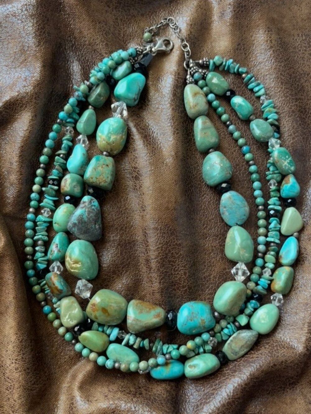 Retired Silpada N1299 Four-Strand Sterling Silver Turquoise Necklace